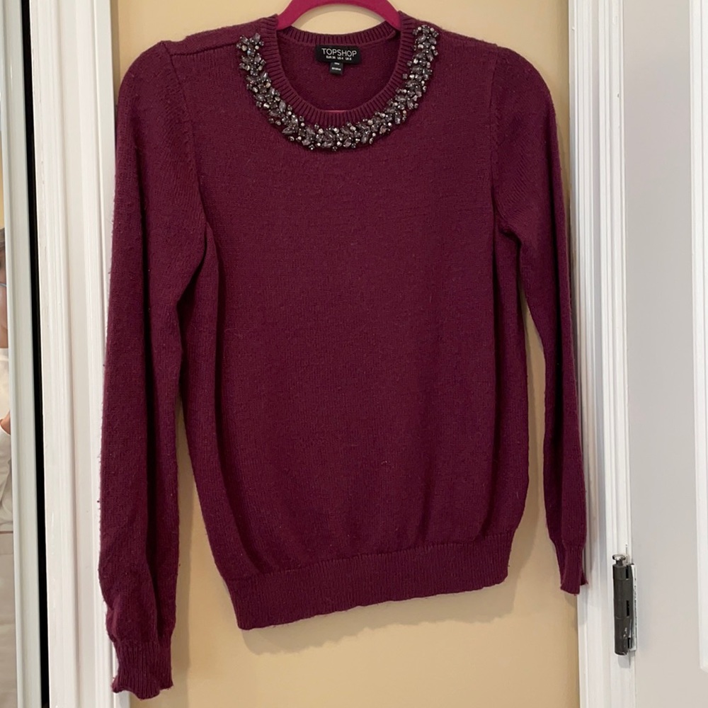 topshop sweater with jewel detail US 4